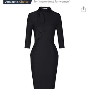 Vintage style bow neck black dress